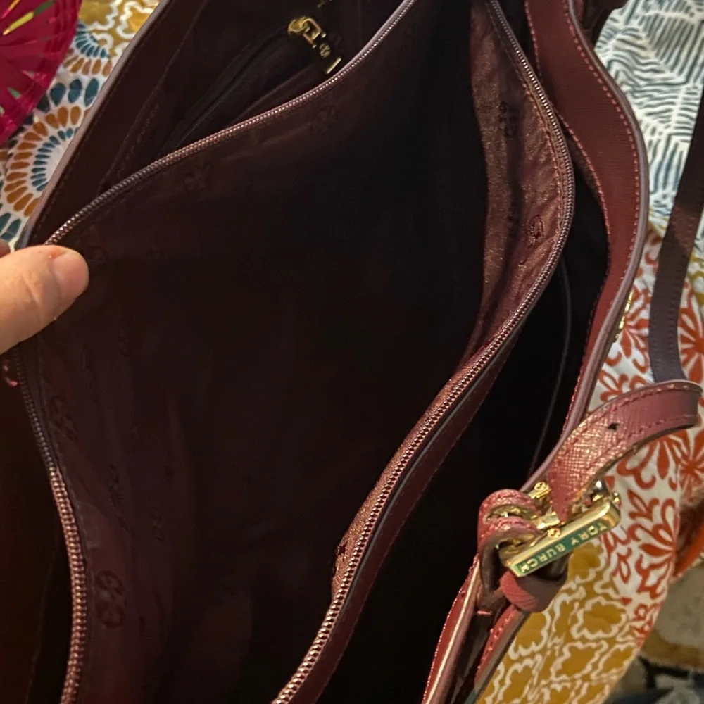 Tory Burch Burgundy Saffiano Leather Tote